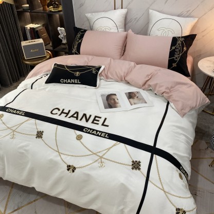 シャネル「Chanel」プレミアムコットン ゴールド＆シルバー刺繍 4点セット