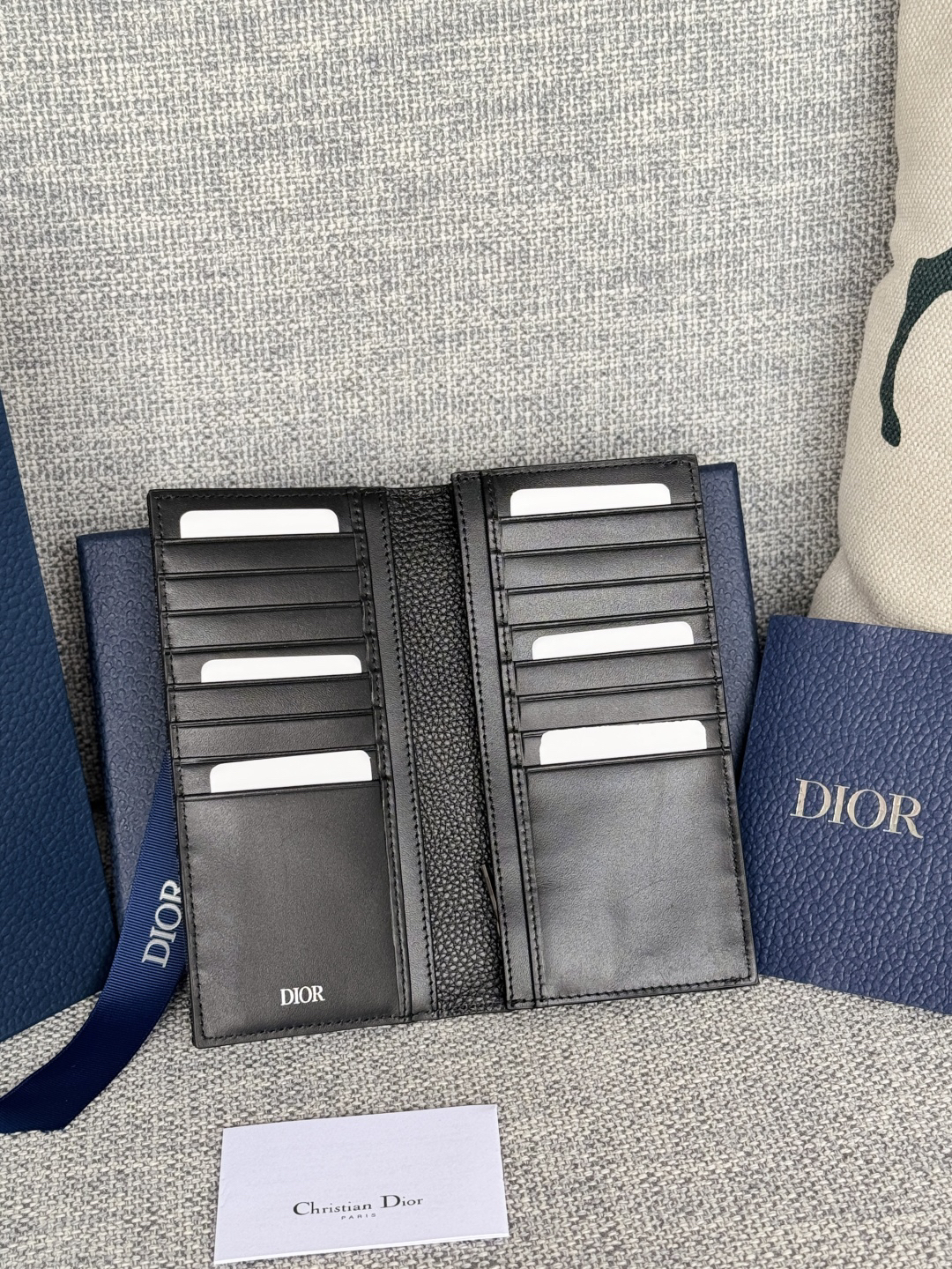 ディオール「Dior」Oblique モチーフ レザー コンパクト ロングウォレット
