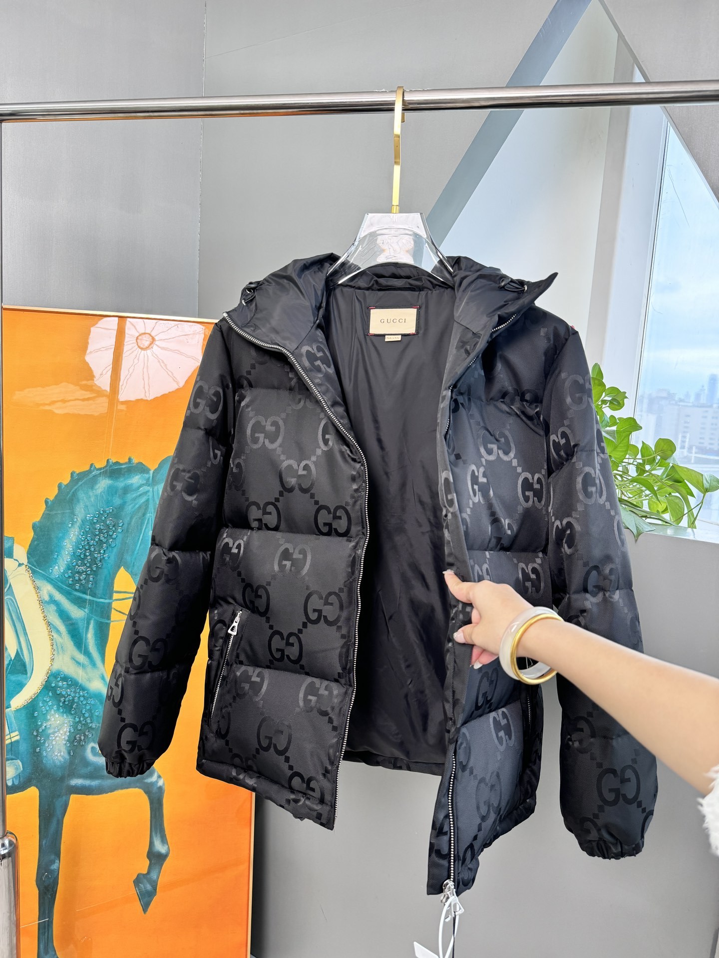 グッチ「Gucci」秋冬フード付きダウンジャケット