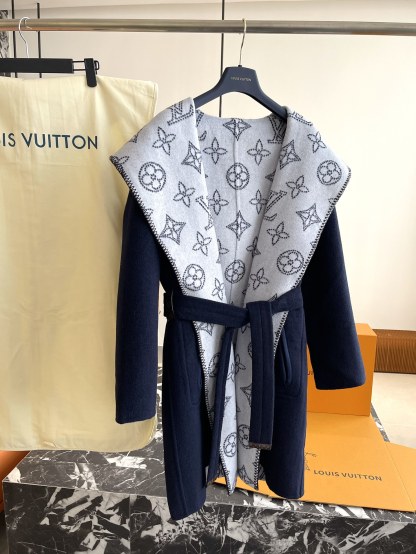 ルイ・ヴィトン「Louis Vuitton」秋冬 レディース ワップルフードロングコート