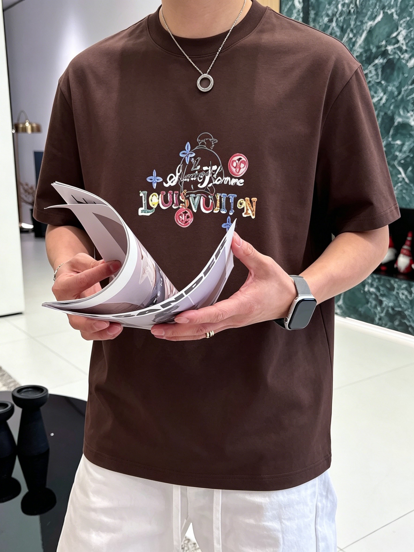 ルイ・ヴィトン「Louis Vuitton」ロゴプリントTシャツ / ショートスリーブ クルーネック