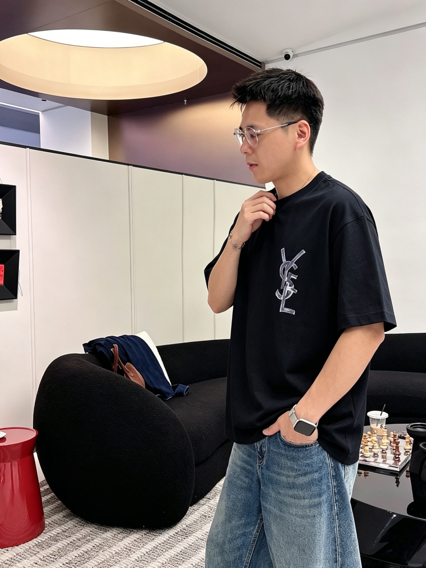 サンローラン「Saint Laurent」ロゴプリントTシャツ / ショートスリーブ クルーネック