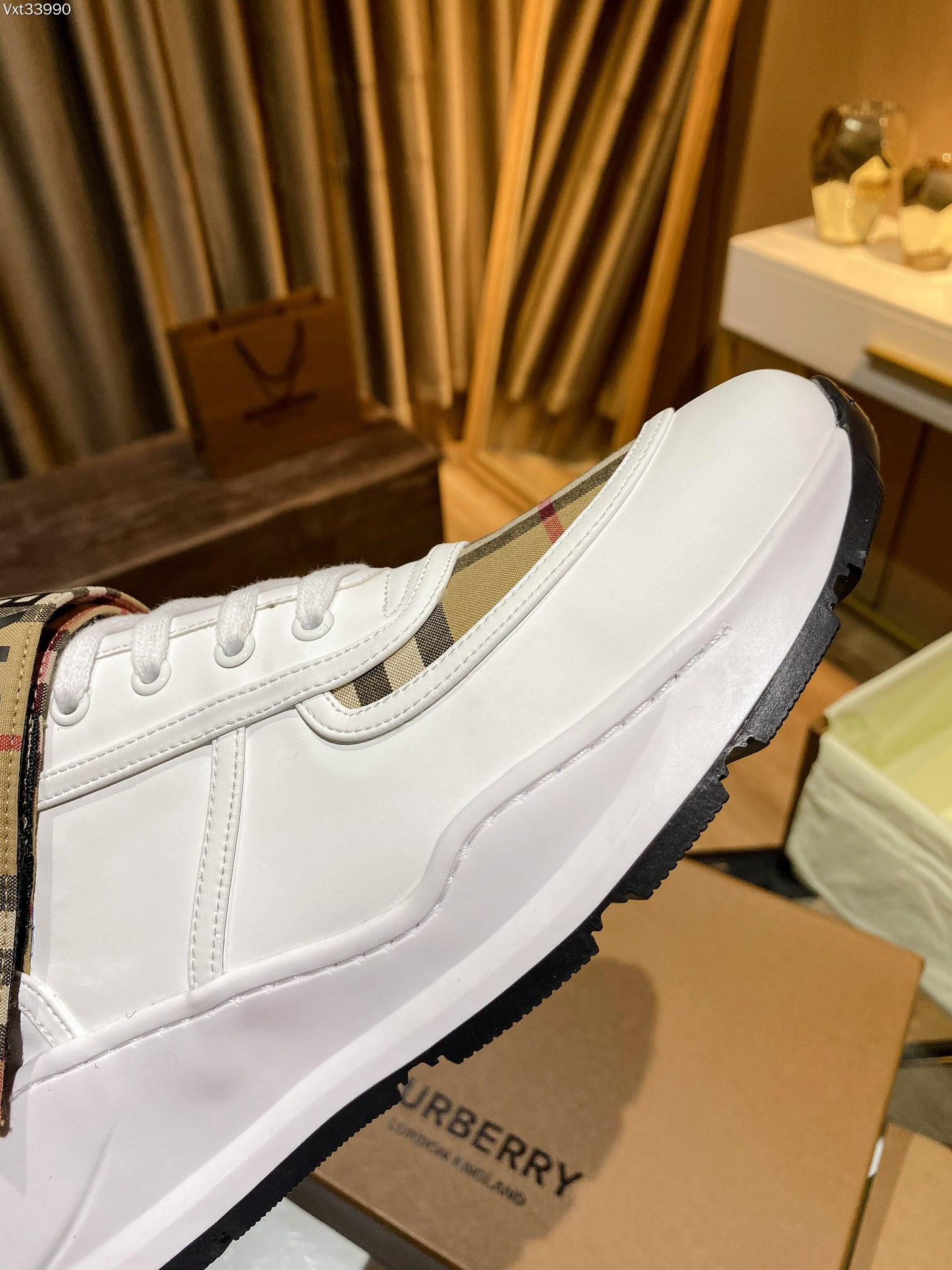 バーバリー「Burberry」バーバリー チェック プラットフォーム スニーカー / レザースニーカー