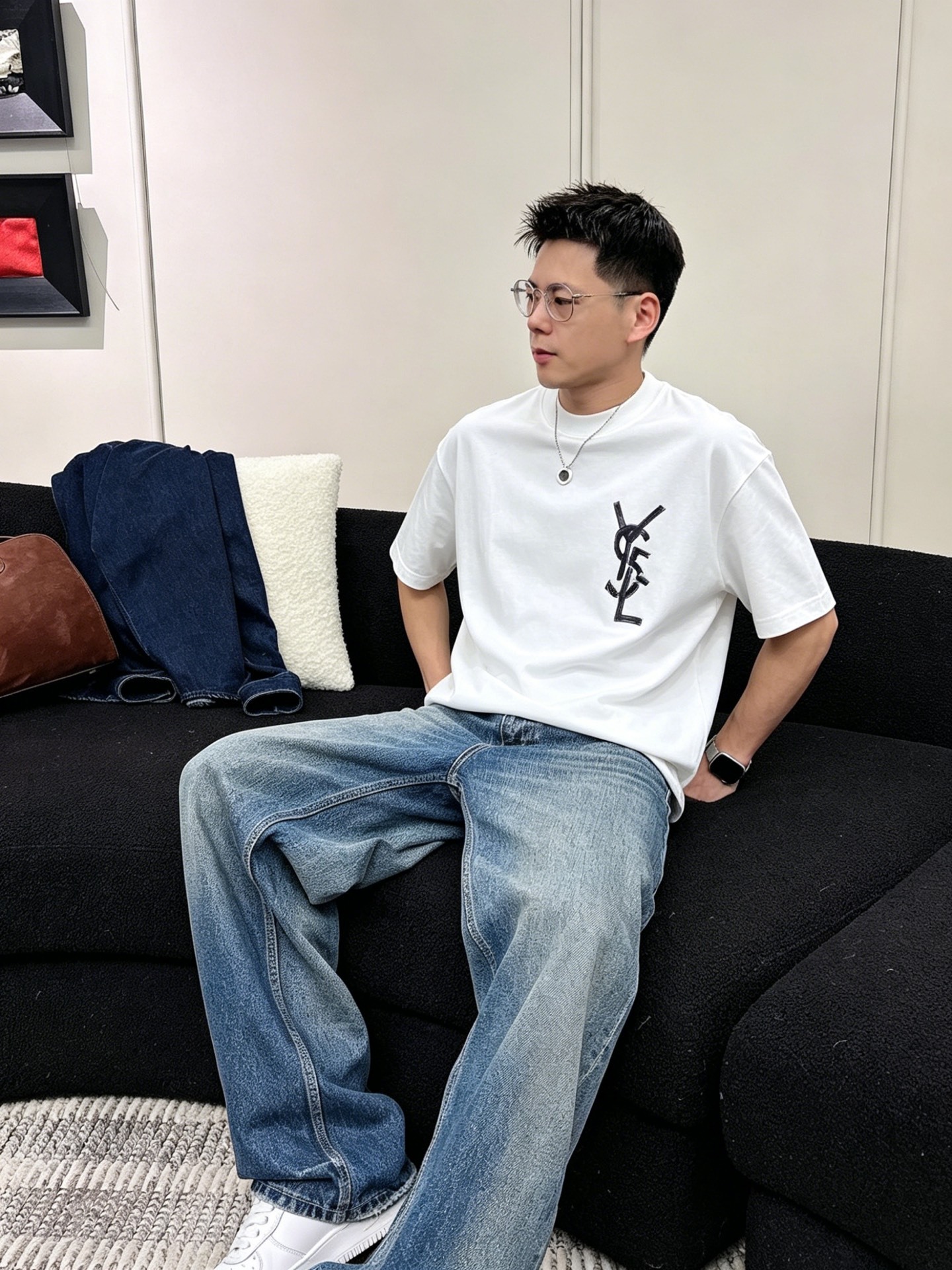 サンローラン「Saint Laurent」ロゴプリントTシャツ / ショートスリーブ クルーネック