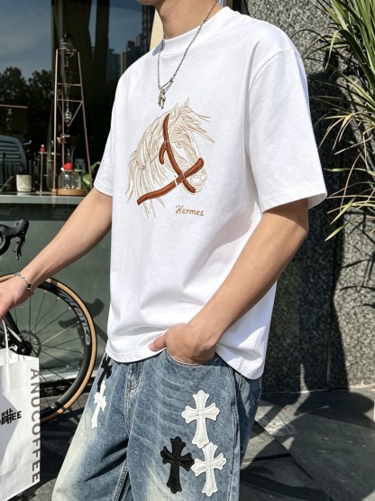 エルメス「Hermès」ロゴプリントTシャツ / ショートスリーブ クルーネック