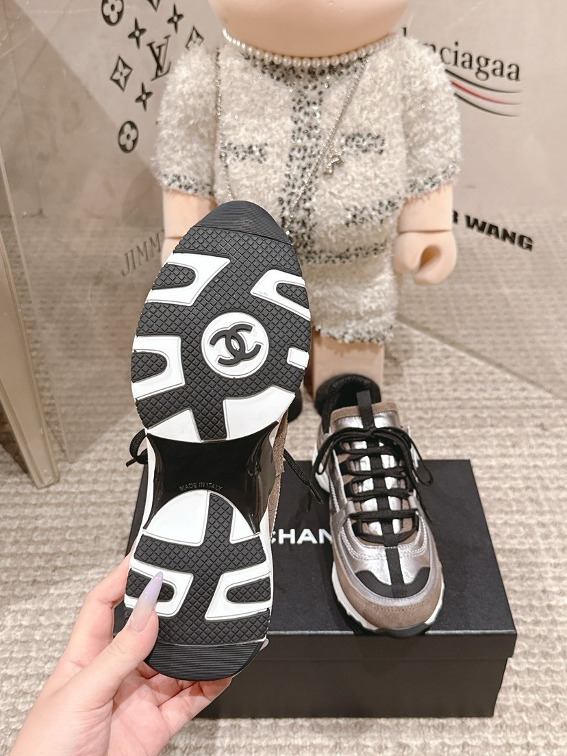 シャネル「Chanel」シャネル スタイル レザースニーカー (パンダカラー) / レジャースニーカー