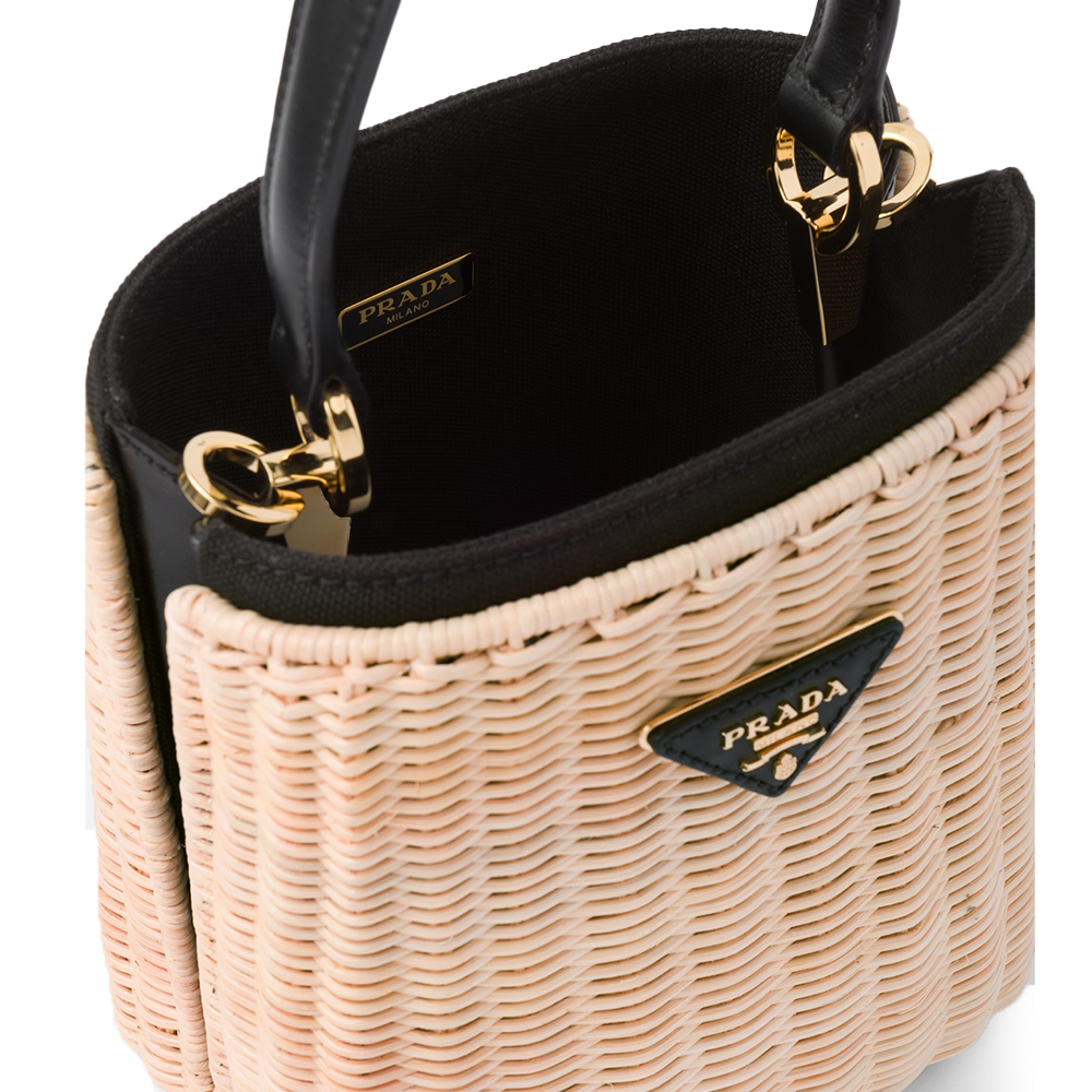 プラダ「Prada」プラダ パニエ ウィッカーxキャンバス バッグ