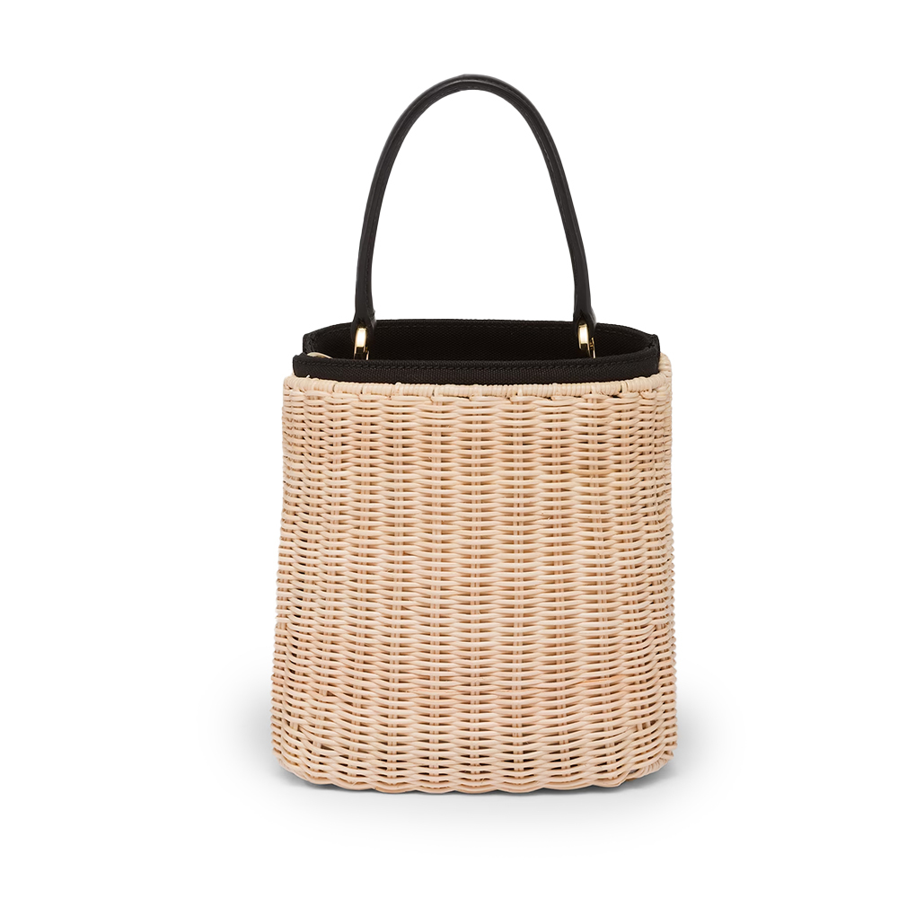 プラダ「Prada」プラダ パニエ ウィッカーxキャンバス バッグ