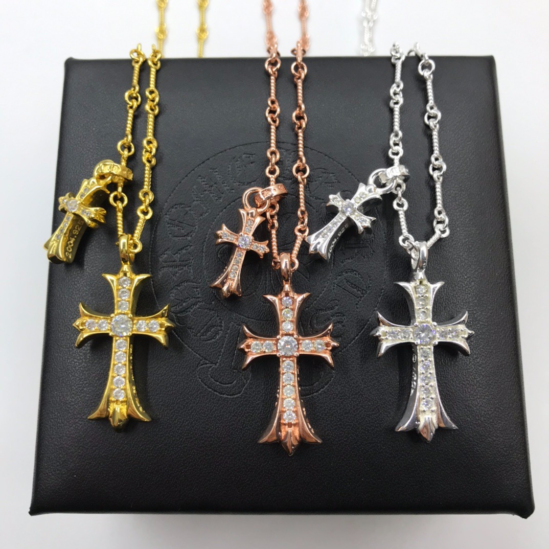 クロムハーツ「Chrome Hearts」フルダイヤモンドダブルクロスペンダント ネックレス