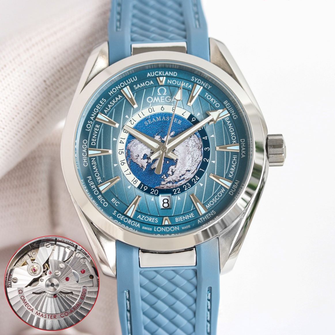 オメガ「Omega」Seamaster Aqua Terra 150m World Time Green Ceramic 腕時計43MM