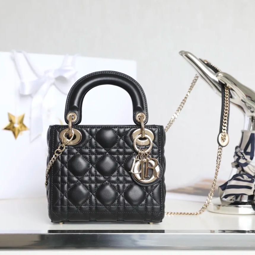 ディオール「Dior」GR P850 Lady ミストブルー 籐編み漆加工 オリジナルレザー ミニハンドバッグ