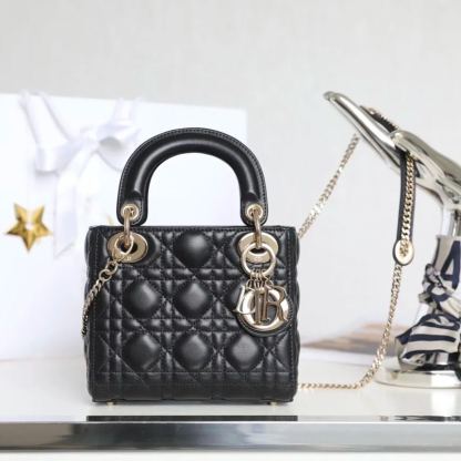 ディオール「Dior」GR P850 Lady ミストブルー 籐編み漆加工 オリジナルレザー ミニハンドバッグ