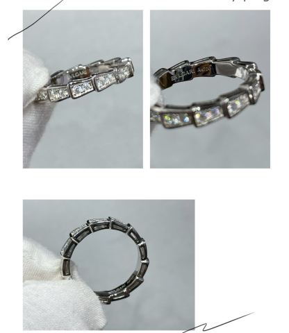 ブルガリ「Bvlgari」狭版天然クジャク蛇の指輪