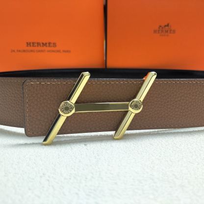 エルメス「Hermès」Jumbo Belt Buckle & ダブルフェイスレザーベルト100cm