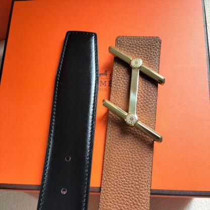 エルメス「Hermès」Jumbo Belt Buckle & ダブルフェイスレザーベルト100cm
