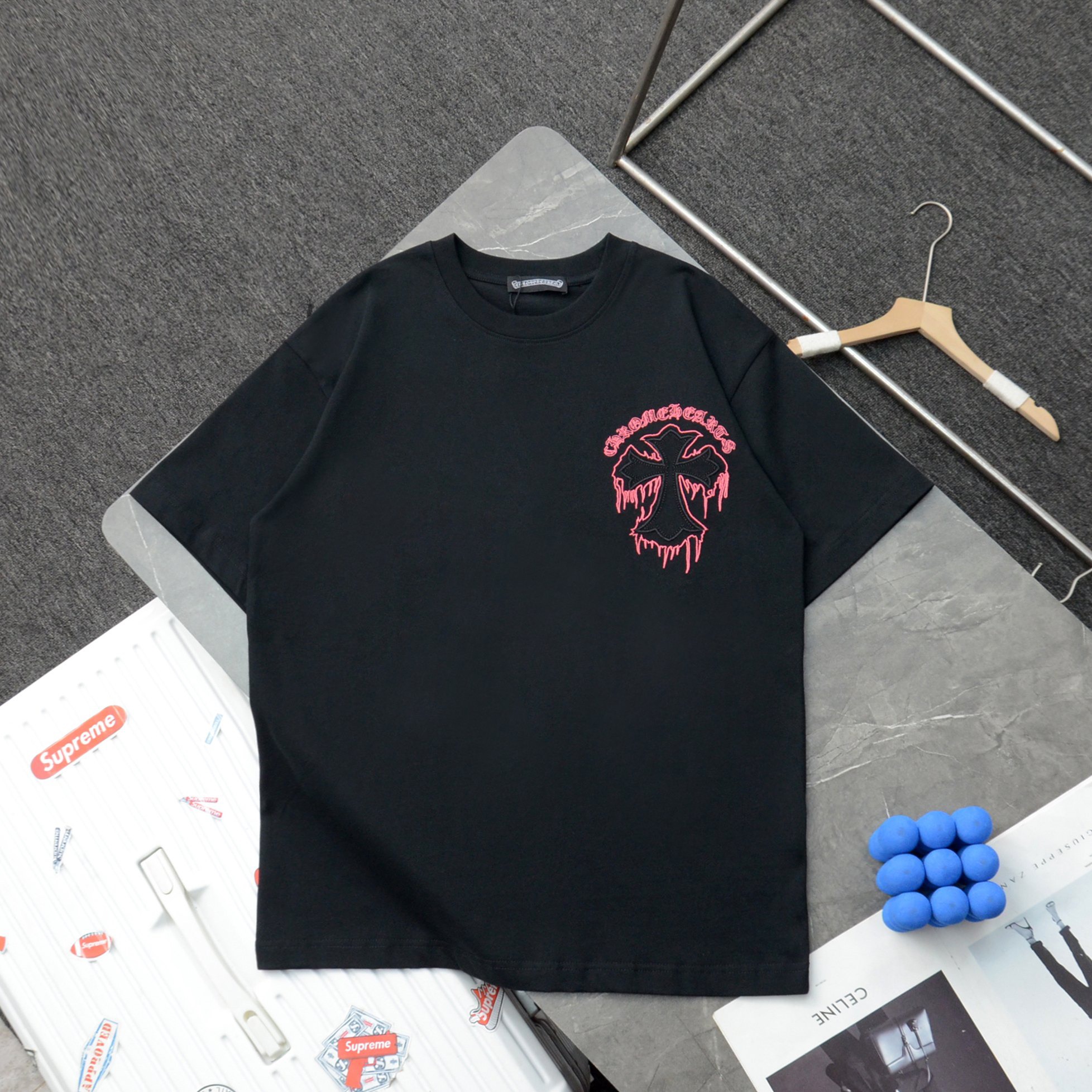 クロムハーツ「Chrome Hearts」クロスエンブロイダリーTシャツ + プレミアム半袖カットソー（S/M/L/XL/XXL）