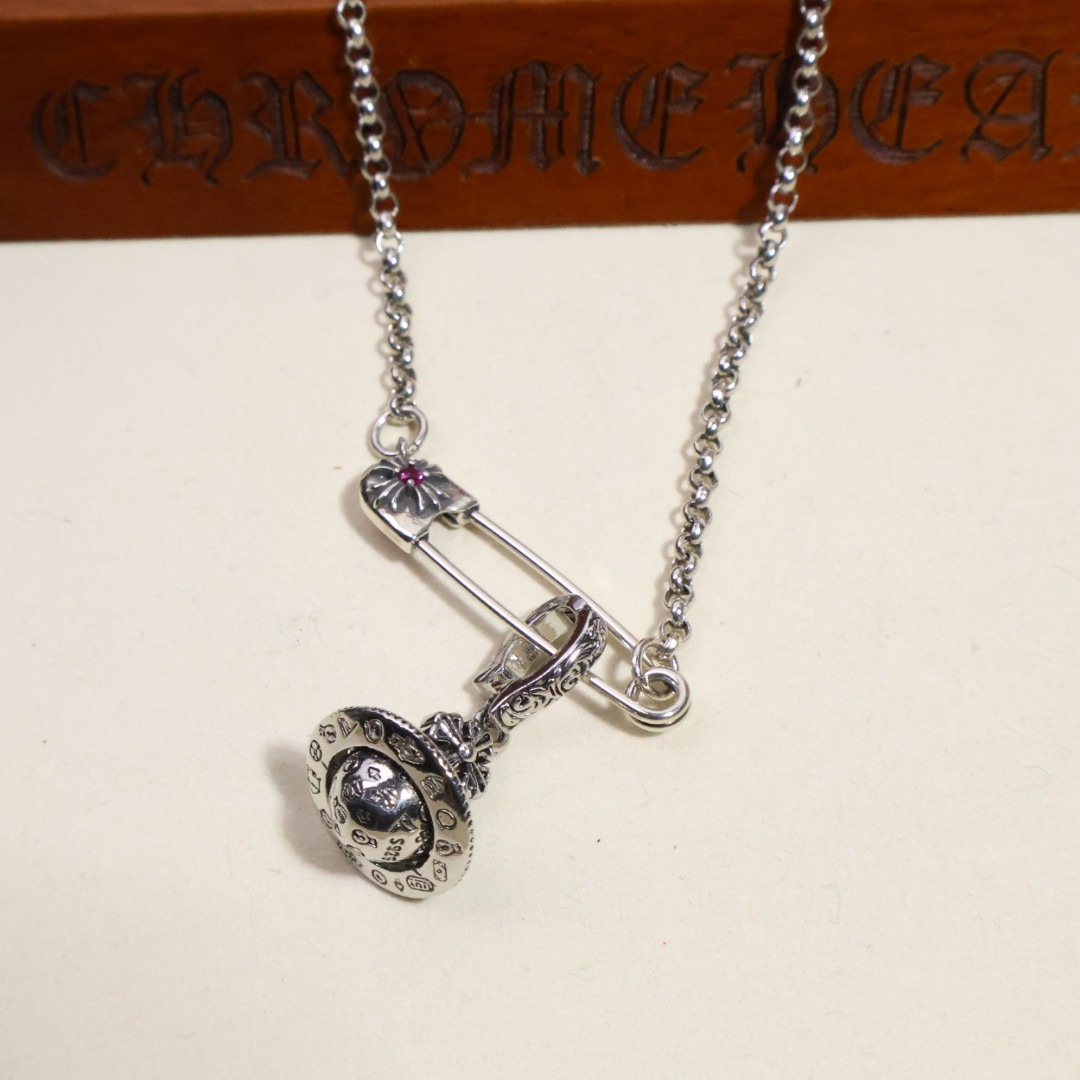 クロムハーツ「Chrome Hearts」ヴィンテージクロスフラワー デュアルチェーンネックレス