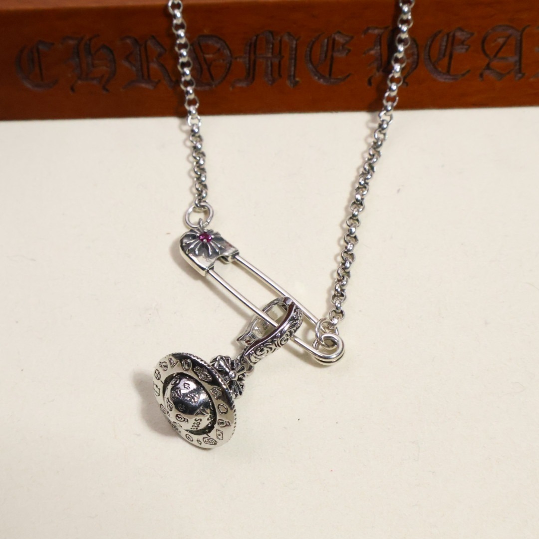 クロムハーツ「Chrome Hearts」ヴィンテージクロスフラワー デュアルチェーンネックレス