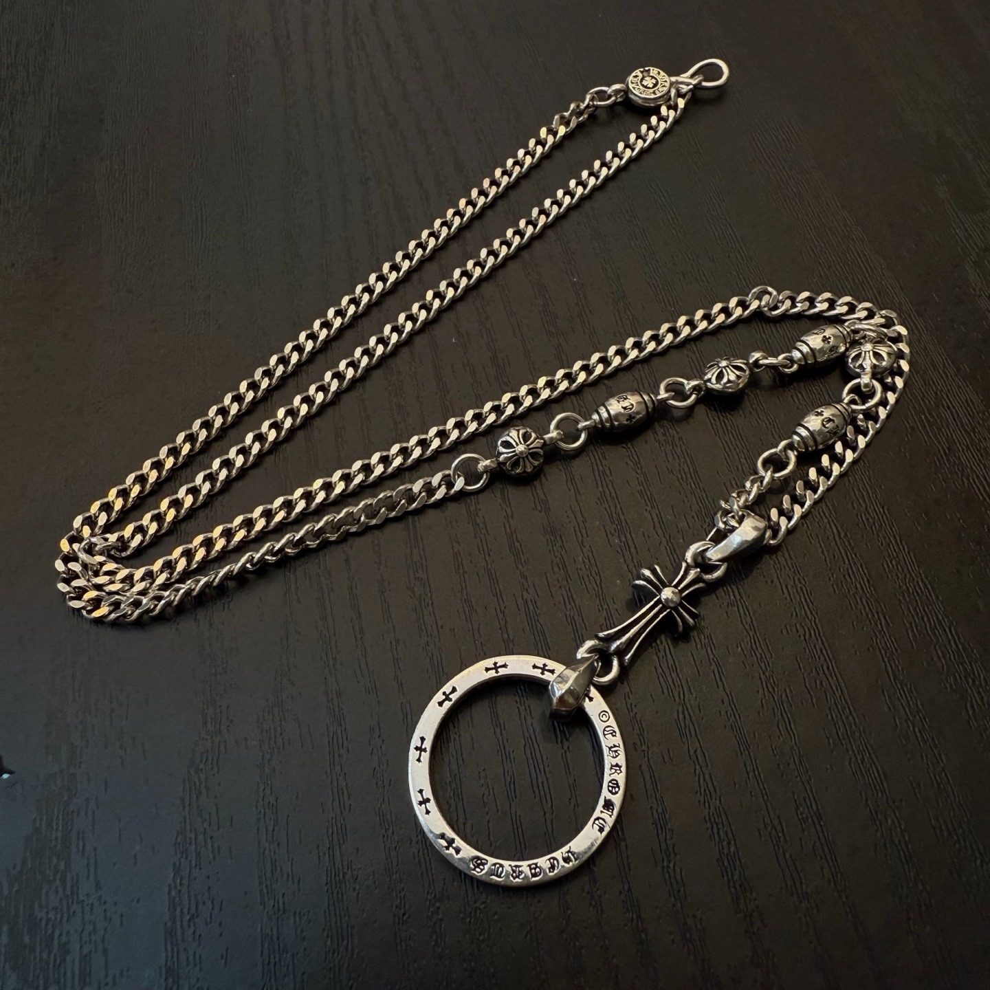 クロムハーツ「Chrome Hearts」ビンテージフラワーボールクロス ペンダントネックレス