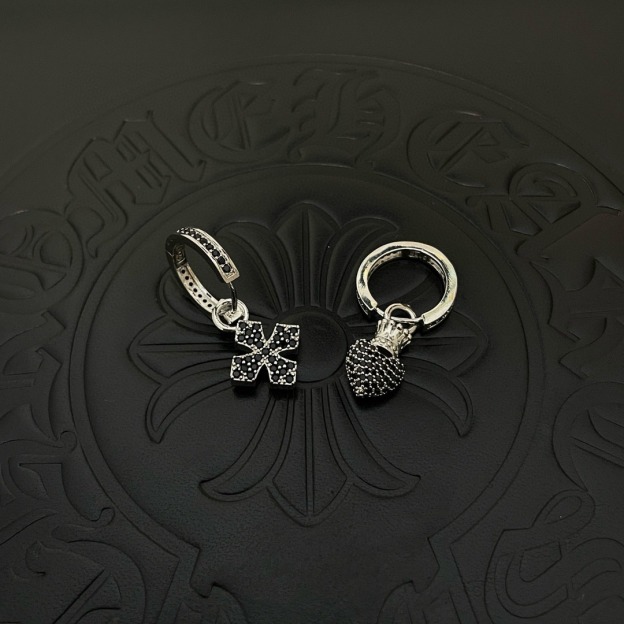 クロムハーツ「Chrome Hearts」クロムハーツ ブラックダイヤモンドクロスピアスABセット S925 ピアス