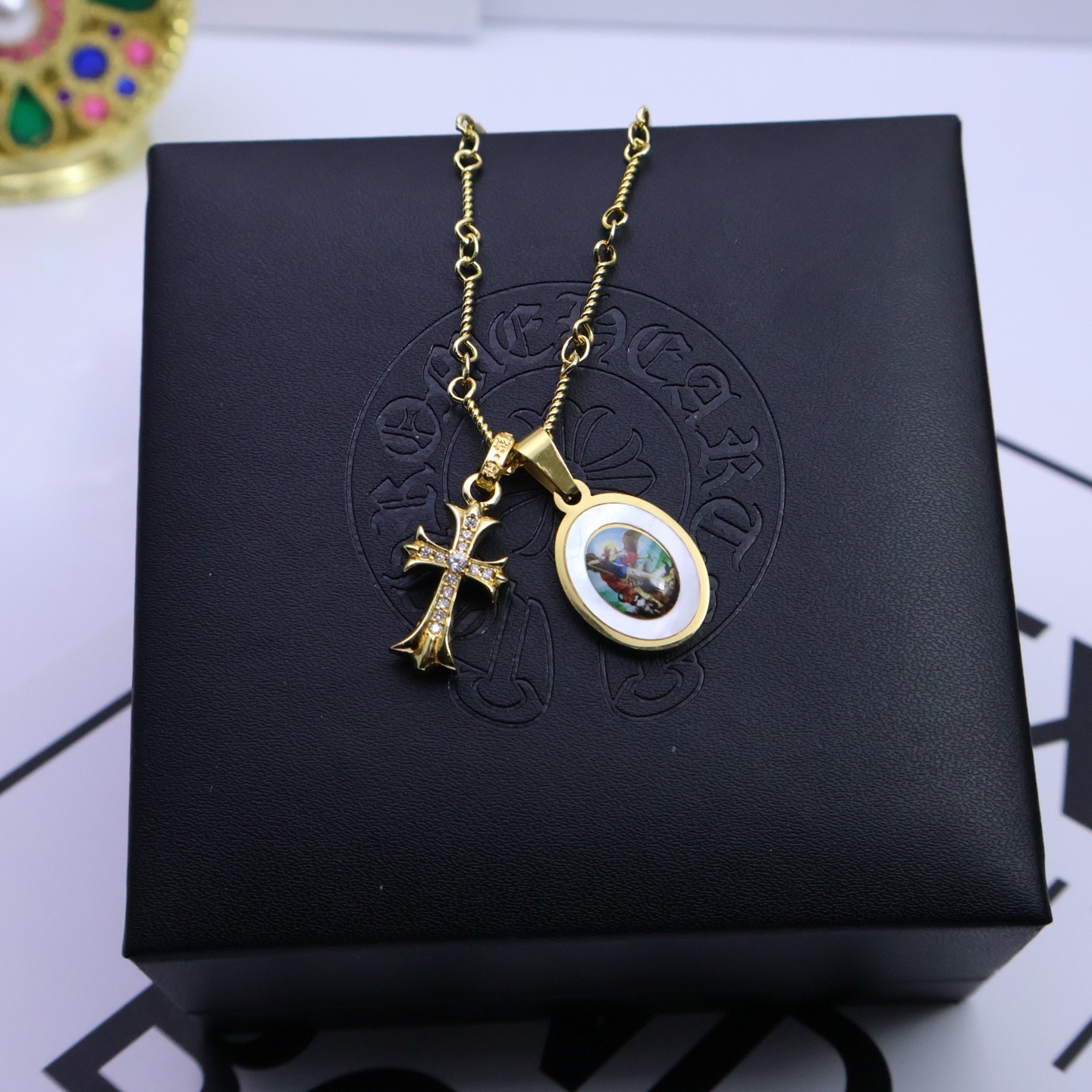 クロムハーツ「Chrome Hearts」ヴィンテージクロス&フラワー ペンダントネックレス