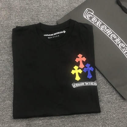 クロムハーツ「Chrome Hearts」レザーアプリケ カラフルクロス Tシャツ