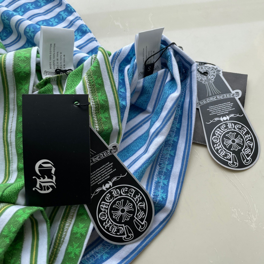 クロムハーツ「Chrome Hearts」ネイビーストライプ カップルTシャツ