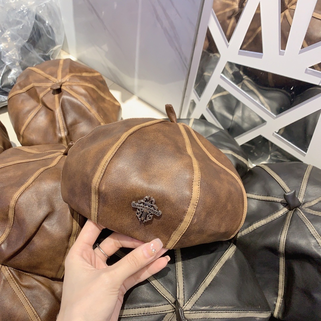 クロムハーツ「Chrome Hearts」クラシック ディストレスドレザー キャップ