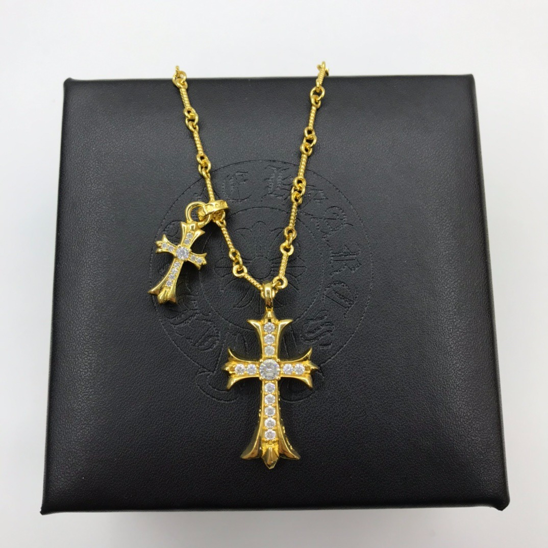 クロムハーツ「Chrome Hearts」フルダイヤモンドダブルクロスペンダント ネックレス