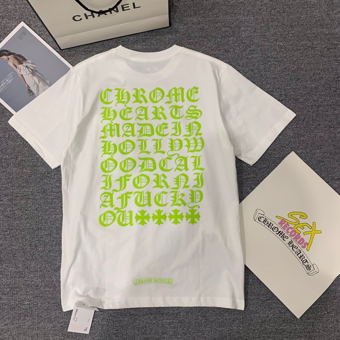 クロムハーツ「Chrome Hearts」カラーレザー クロス エンブロイダリーTシャツ