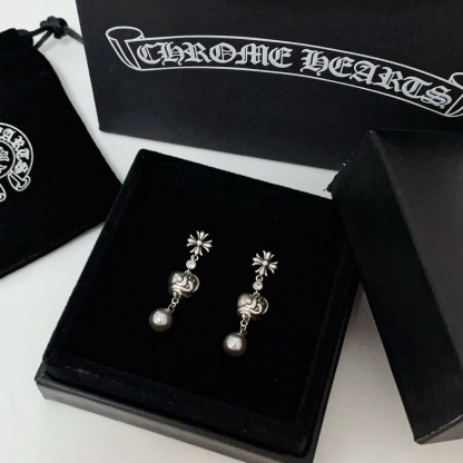 クロムハーツ「Chrome Hearts」クロムハーツ クロス&ハートパールピアス S925 ピアス