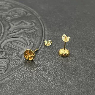 クロムハーツ「Chrome Hearts」クロムハーツ 22Kゴールドサンクンクロスピアス S925 ユニセックス ピアス