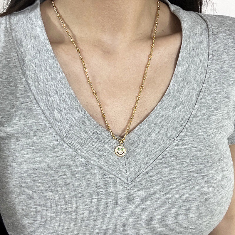 クロムハーツ「Chrome Hearts」スマイルフェイス カラーダイヤモンド ペンダントネックレス