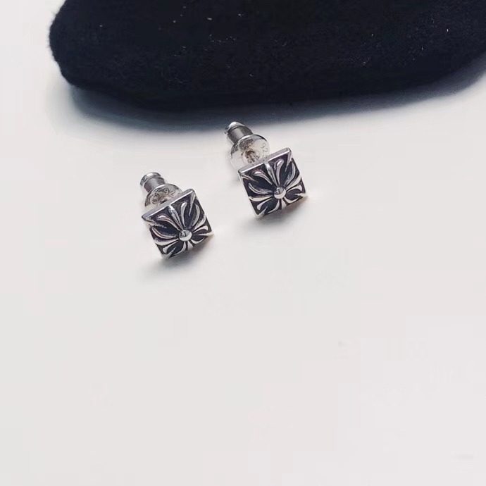 クロムハーツ「Chrome Hearts」クロムハーツ スクエアクロスピアス S925 ユニセックス ピアス