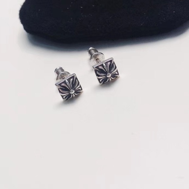 クロムハーツ「Chrome Hearts」クロムハーツ スクエアクロスピアス S925 ユニセックス ピアス