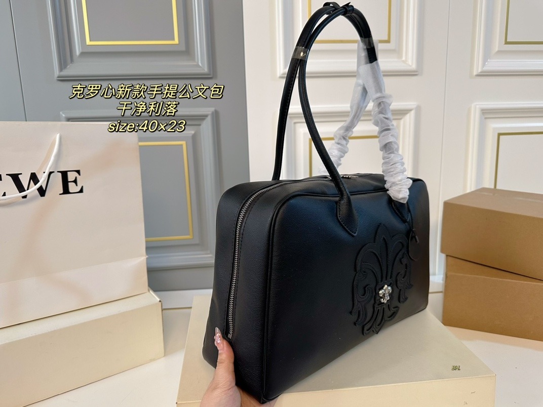 クロムハーツ「Chrome Hearts」レザードキュメントトート 40×23cm