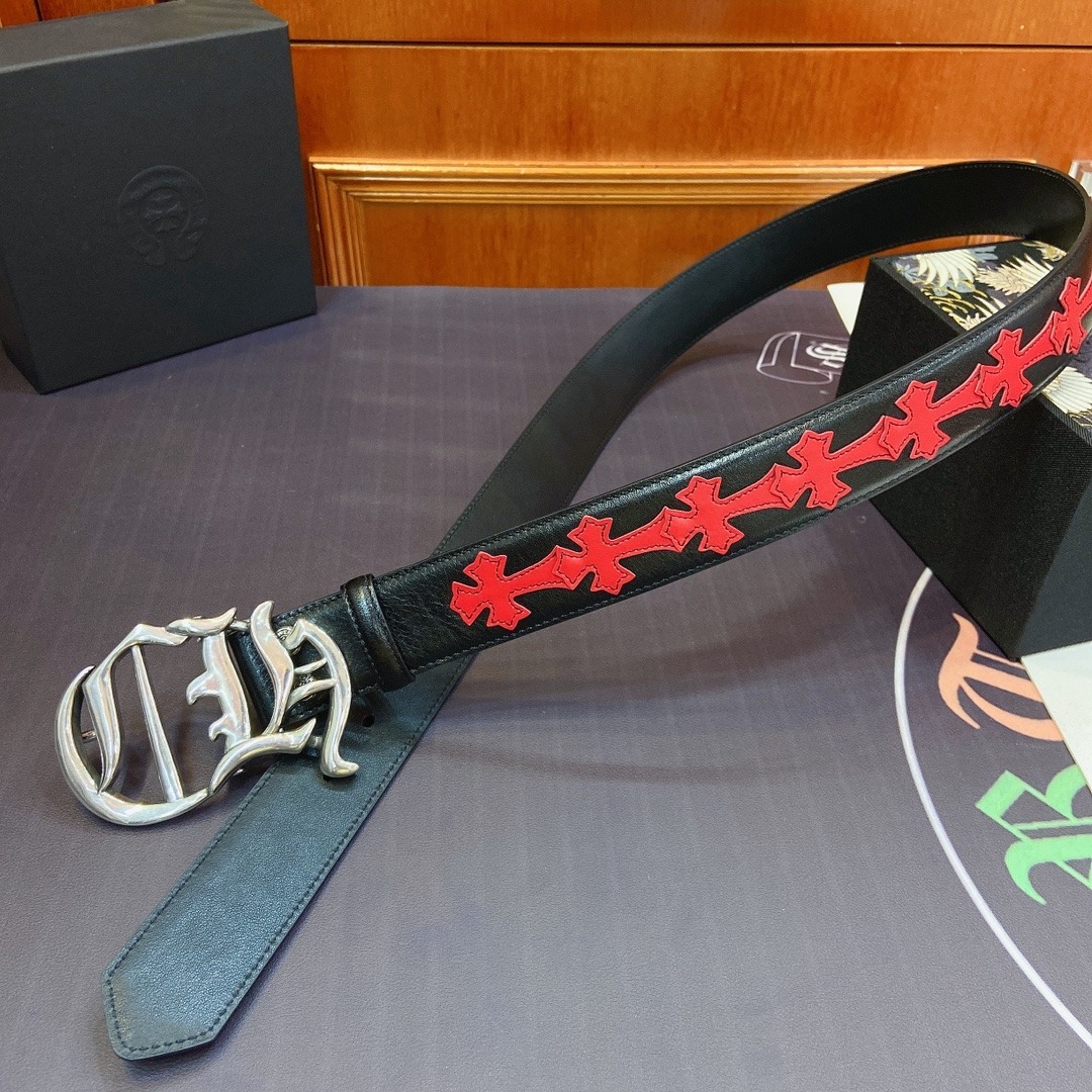 クロムハーツ「Chrome Hearts」デタッチャブル クロスフラワー ベルト 3.8cm