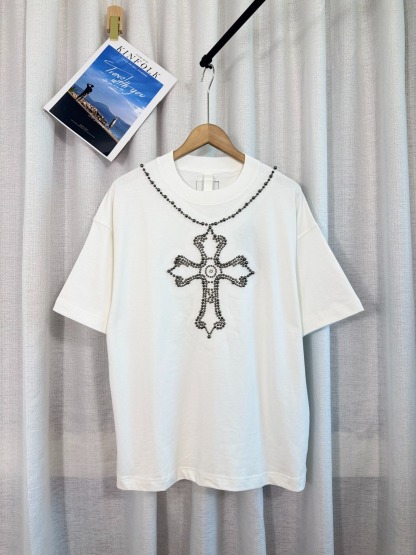 クロムハーツ「Chrome Hearts」ホースシュー＆クロス パールプリント Tシャツ