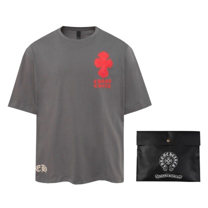 クロムハーツ「Chrome Hearts」 クロスプリント オーバーサイズTシャツ + 半袖カットソー（S/M/L/XL/XXL）