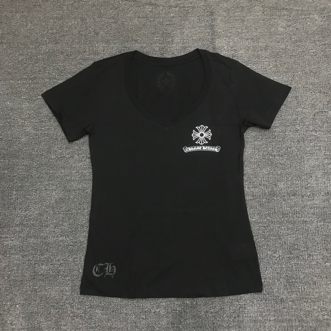 クロムハーツ「Chrome Hearts」レディース Vネック シグネチャーTシャツ