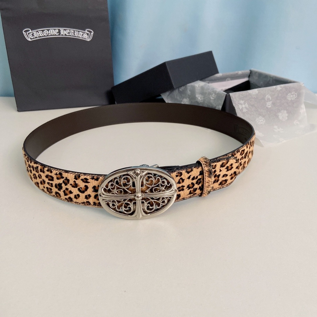 クロムハーツ「Chrome Hearts」レディース ポニーヘア レオパードベルト
