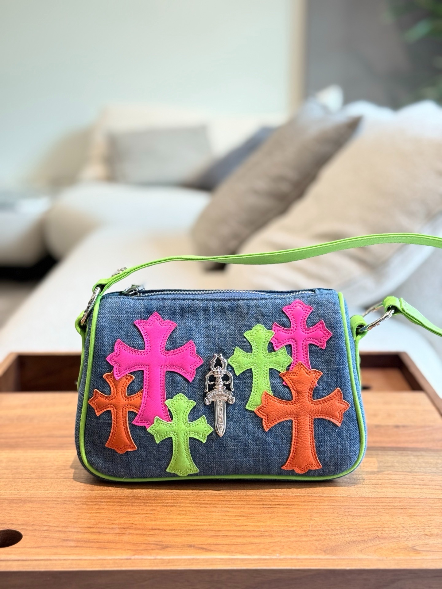 クロムハーツ「Chrome Hearts」デニムパッチナゲット ショルダーバッグ