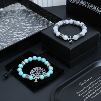 クロムハーツ「Chrome Hearts」カップル用 ナチュラルストーン ストレッチブレスレット