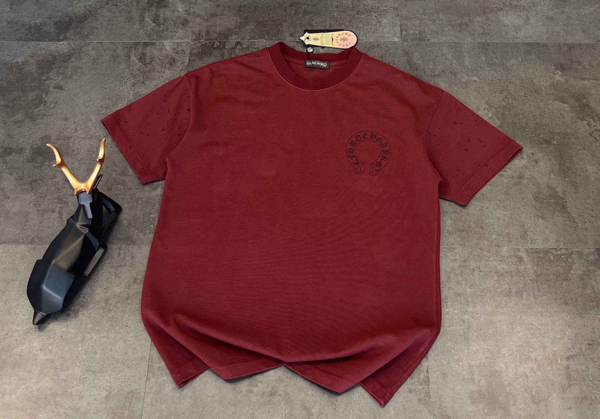 クロムハーツ「Chrome Hearts」ドット＆ホースシュー プリント ブラッシュドコットン Tシャツ