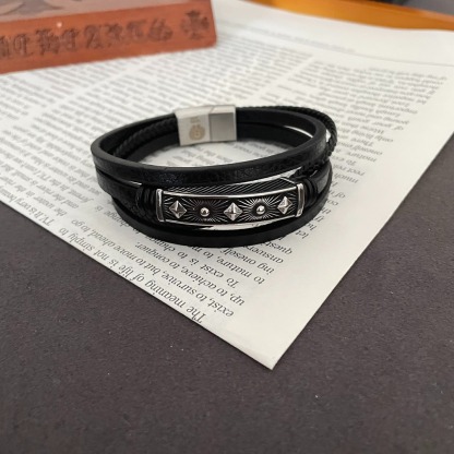 クロムハーツ (Chrome Hearts)クロム ハーツ レーザー レザー クロス フラワー ブレスレット