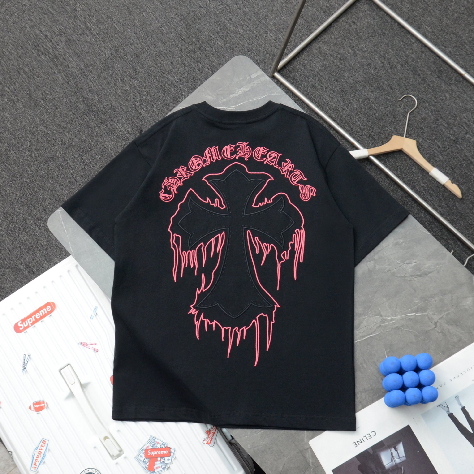 クロムハーツ「Chrome Hearts」クロスエンブロイダリーTシャツ + プレミアム半袖カットソー（S/M/L/XL/XXL）