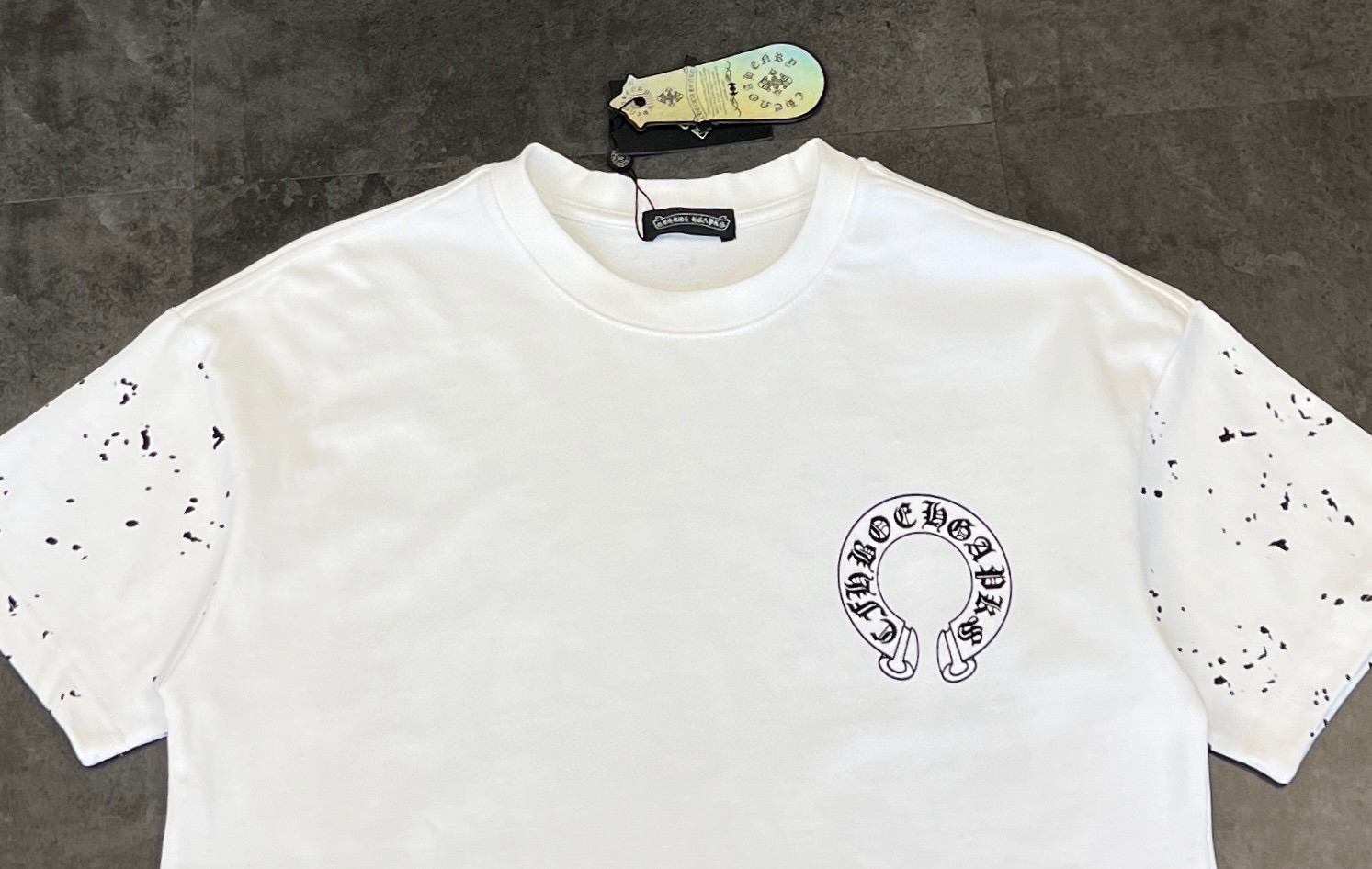 クロムハーツ「Chrome Hearts」ドット＆ホースシュー プリント ブラッシュドコットン Tシャツ