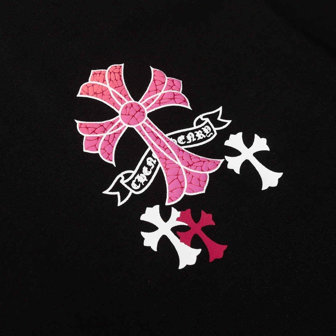 クロムハーツ「Chrome Hearts」ピンク サンスクリットクロス オーバーサイズTシャツ