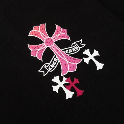 クロムハーツ「Chrome Hearts」ピンク サンスクリットクロス オーバーサイズTシャツ