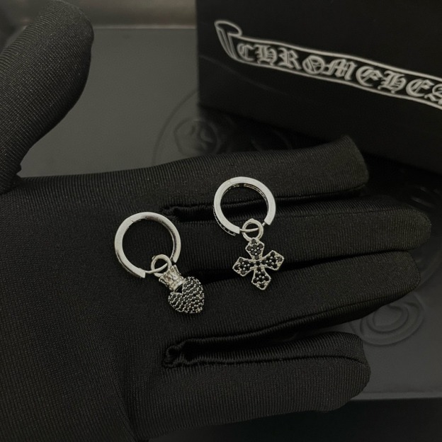 クロムハーツ「Chrome Hearts」クロムハーツ ブラックダイヤモンドクロスピアスABセット S925 ピアス